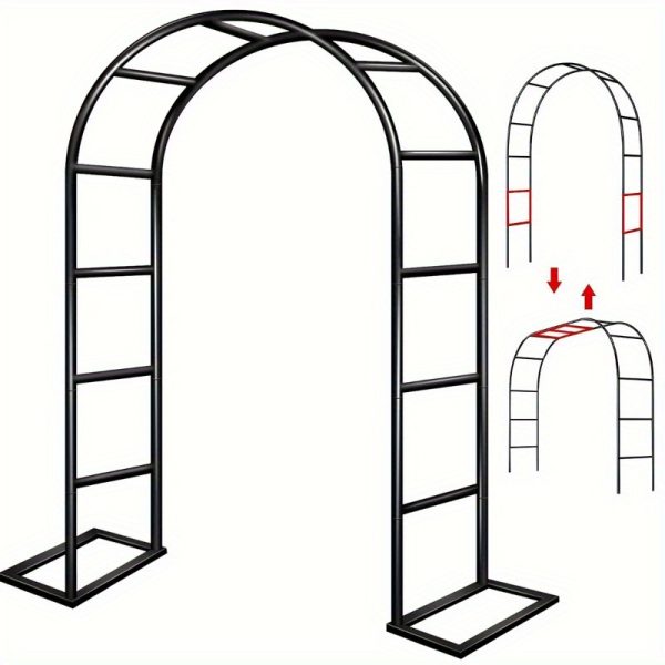 Sturdy Black Metal Garden Arch - Heavy Steel Frame for Climbing Plants, Roses & Vegetables - Perfect for Outdoor Decor & Balloon Arches