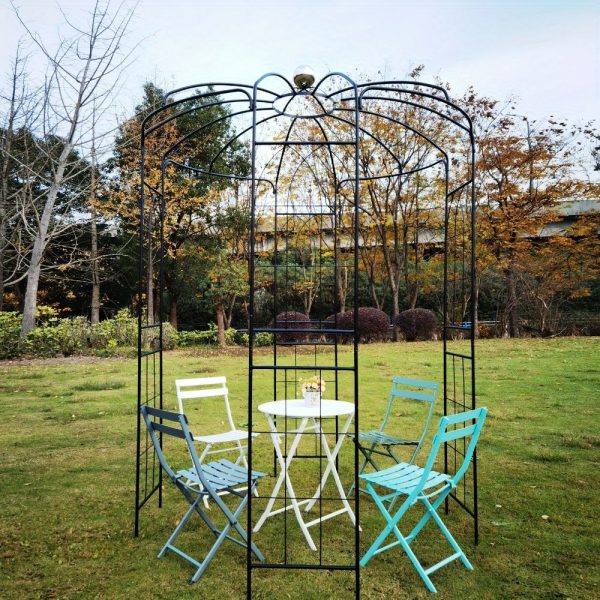 RIDFY Metal garden arched iron garden pavilion, birdcage shaped pavilion for weddings, garden villa climbing pergola, easy to install, sturdy, ivy, rose, rose, iron lotus, suitable for courtyards, backyards, weddings, lawns, black