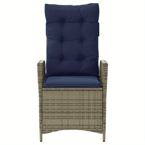 Reclining Outdoor Lounge Chair with Gray Rattan Cushions for Patio Garden and Deck