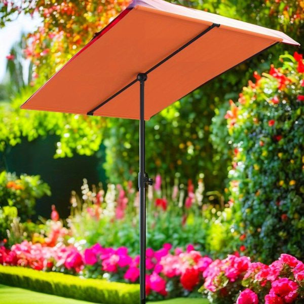 Terracotta Aluminum Pole Garden Parasol 6. 6x4. 9 Feet Outdoor Umbrella for Patio and Deck