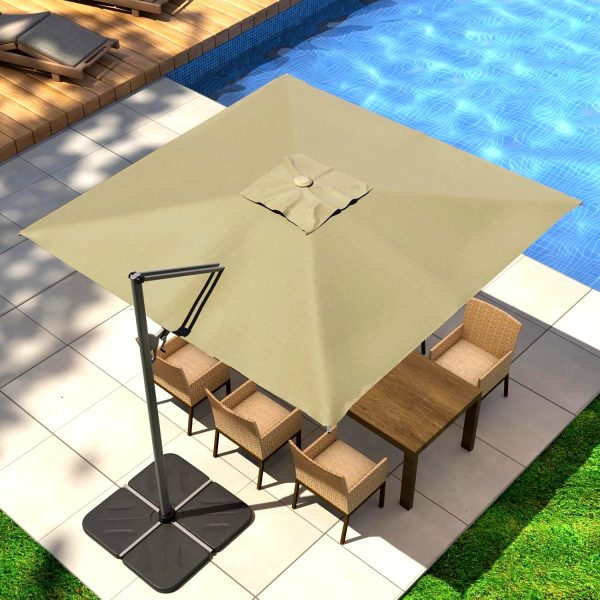 Outdoor 10X10Ft Double Top Sunshade, Large Patio Umbrella With Double Top, Multi-Adjustable Angle Uv Protection, 360 Rotation High Quality 8 Ribs, Suitable For Garden, Pool, Lawn, Deck