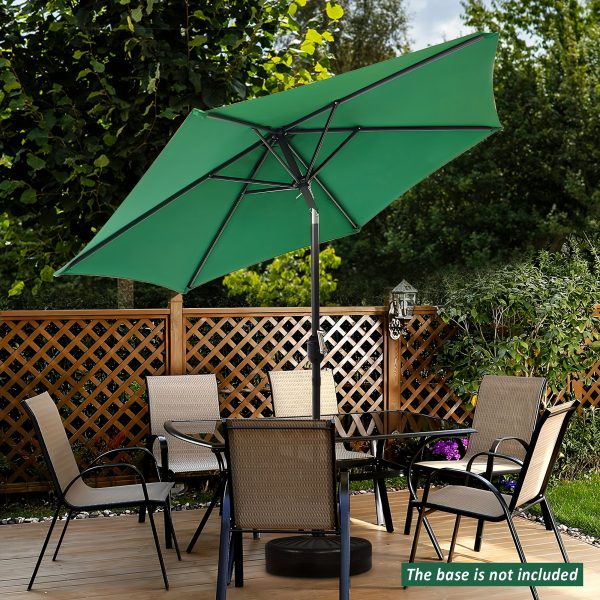 7.5ft Patio Umbrella Outdoor Table Market Yard Umbrella with Push Button Tilt/Crank, 6 Sturdy Ribs for Garden, Deck, Backyard, Pool, (Green)