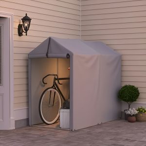 Heavy Duty 3x6ft Portable Carport Shelter with Roll-Up Door, Waterproof & UV Resistant Outdoor Storage Shed for Bikes & Tools