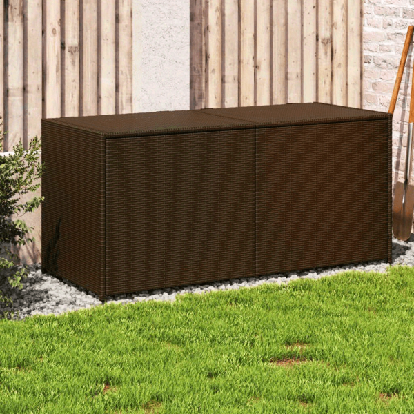 Garden Storage Box with 283L Capacity PE Rattan Water- Resistant Gas Spring and Powder- Coated Steel Frame