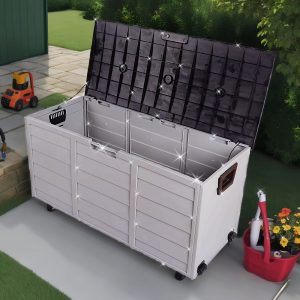 Large Outdoor Garden Storage Box With Wheels - 260L Weatherproof Patio Organizer For Cushions, Tools, Toys, And Equipment - Easy Assembly, Secure Lockable Lid - Ideal Storage Solution For A Clutter-Free Garden