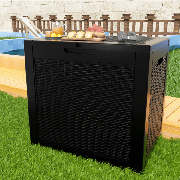 OutdoorPro 30Gal Equipment Vault - Black-This equipment vault is perfect for keeping your outdoor space organized. Crafted from tough, weather-resistant material, it ensures your patio cushions, garden tools, and sports gear are safe from the elements. The vault features a sleek black design, a secure lid, and sturdy side handles, making it ideal for storing all your outdoor essentials.