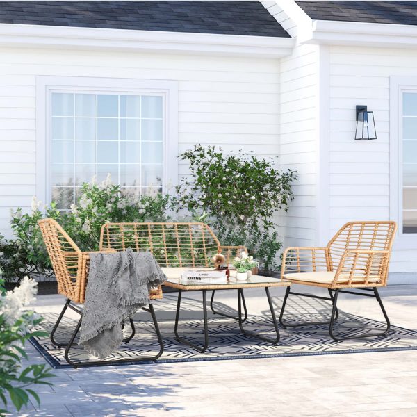 4-piece Patio Conversation Sets, Wicker Patio Furniture Sets, Outdoor Patio Furniture, Backyard Furniture, Front Porch Furniture